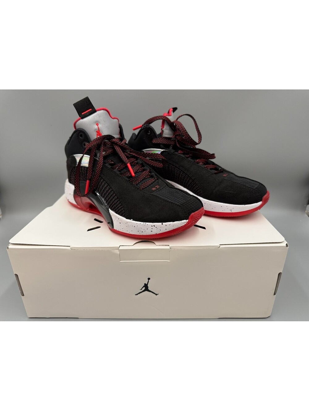Men’s Nike Air Jordan XXXV, Black, Fire Red, Silver, Size 7.5 w/Box
